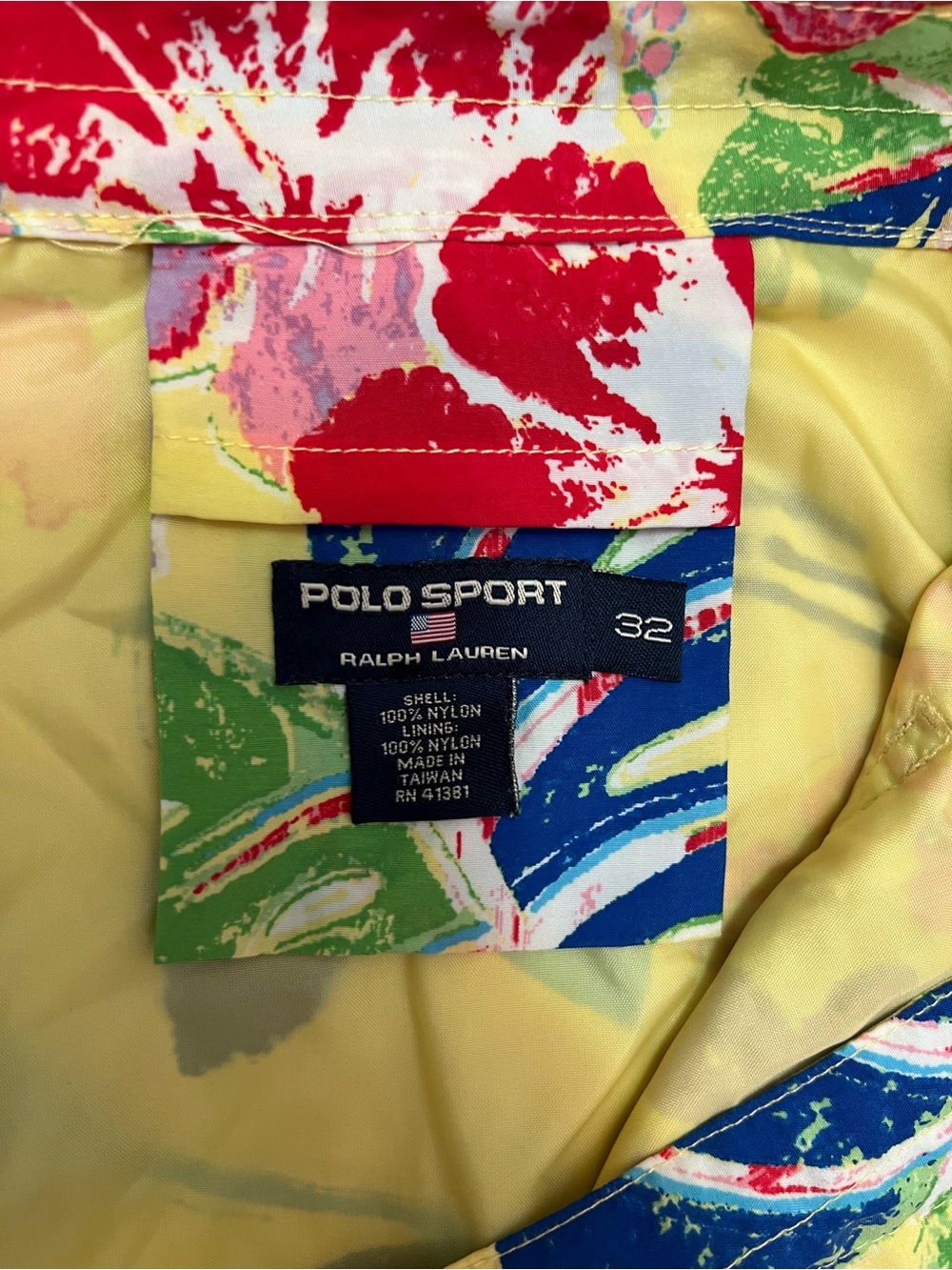 Vintage Polo Sport Ralph Lauren Yellow Floral Swim Trunks Size 32 - Picture 5 of 6